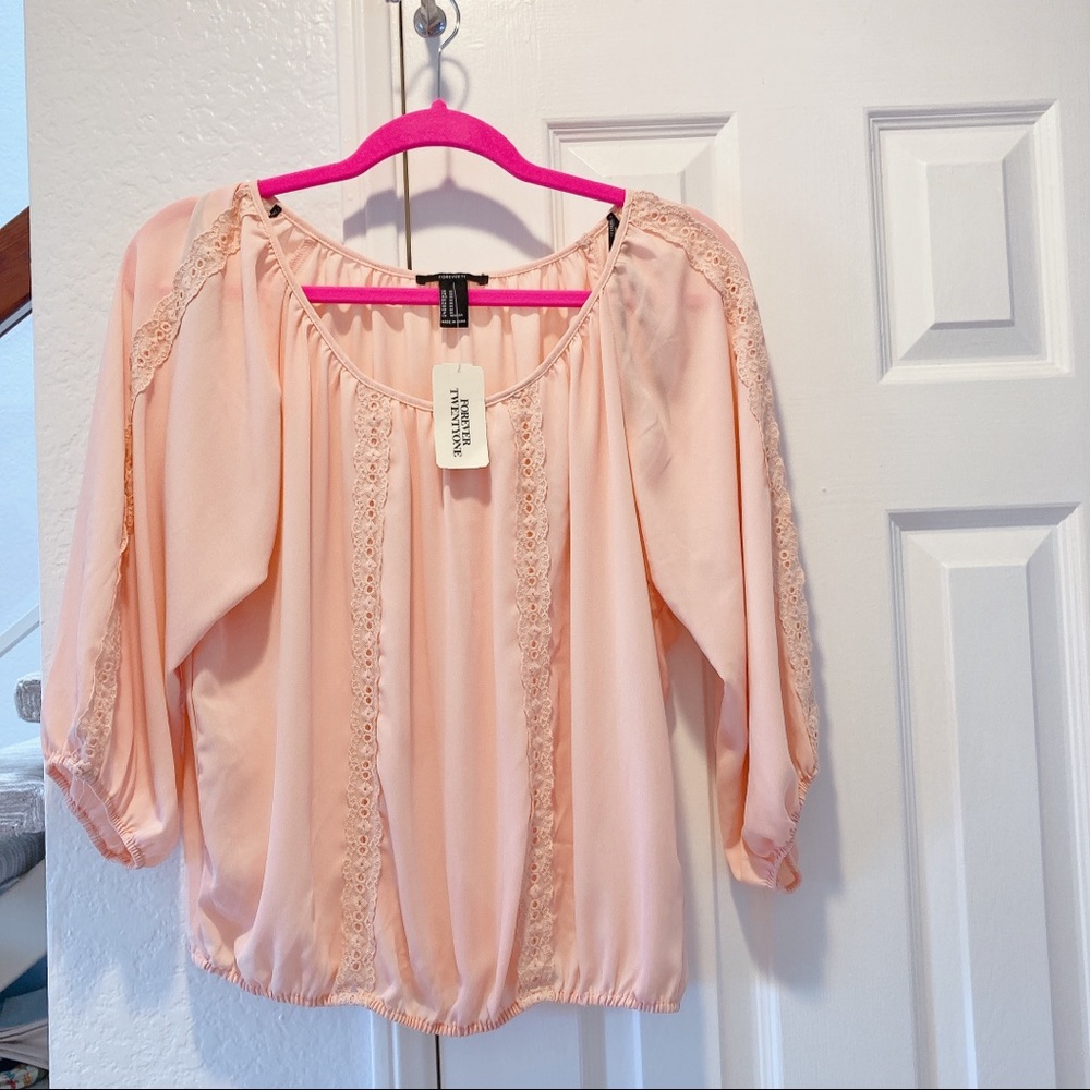 Pink coral lace top